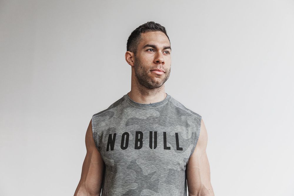 NOBULL Men's Sleeveless Tee - Grey Camo - Ireland (4807DUWTI)